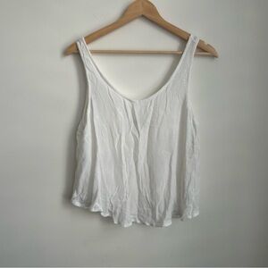 Abercrombie & Fitch White Flowy Crinkle Tank Top